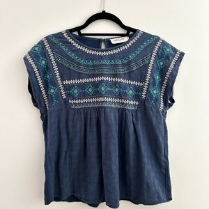 Indi and Cold Embroidered Blue Top